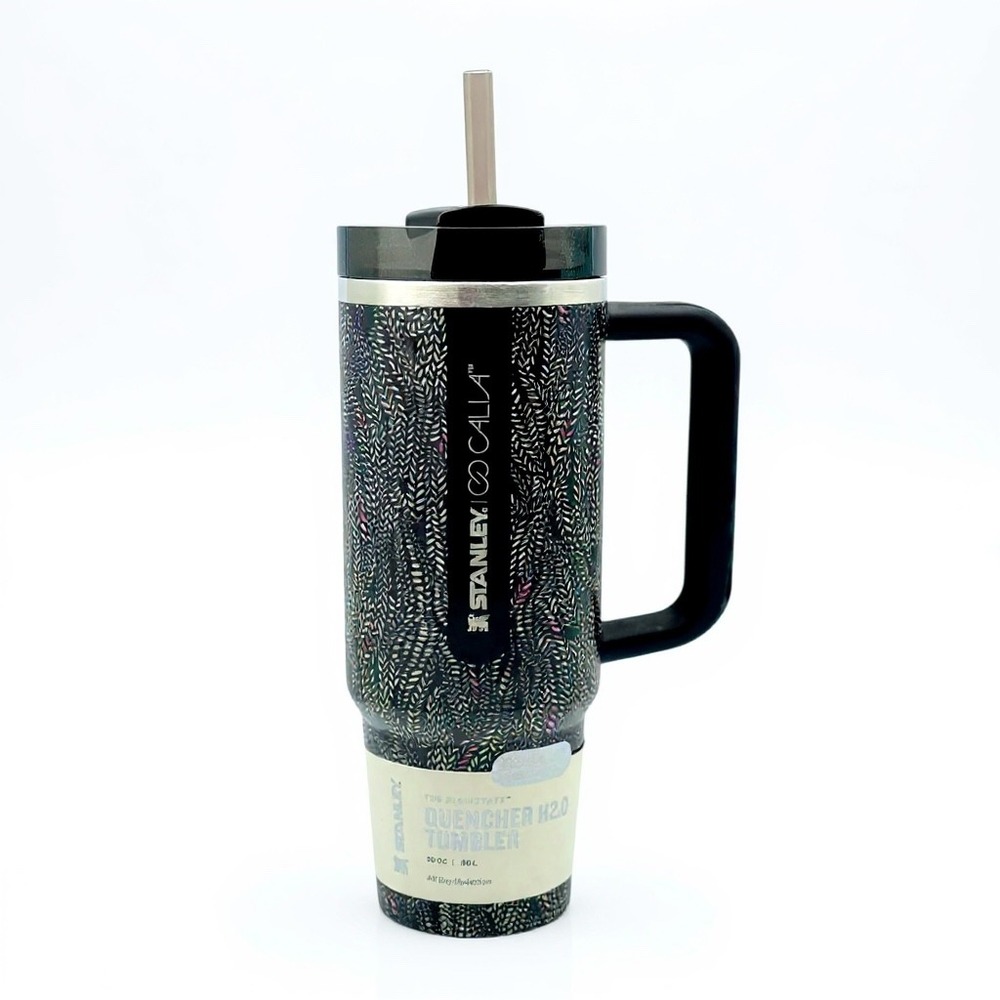 Stanley CALIA Quencher H2.0 FlowState Tumbler 30oz Black Knit‎ Pattern New